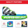 Airhead Mable Inflatable Towable Tube, 1-4 Rider Models, Dual Tow Points, Full Nylon Cover, EVA Foam Pads, Patented Speed Valve, Boat Tubes and Towables(3 Rider Blue)