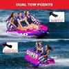 Airhead Mable Inflatable Towable Tube, 1-4 Rider Models, Dual Tow Points, Full Nylon Cover, EVA Foam Pads, Patented Speed Valve, Boat Tubes and Towables(3 Rider Pink)