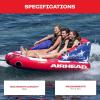 Airhead Mable Inflatable Towable Tube, 1-4 Rider Models, Dual Tow Points, Full Nylon Cover, EVA Foam Pads, Patented Speed Valve, Boat Tubes and Towables(3 Rider Stars & Stripes)
