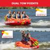 Airhead Mable Inflatable Towable Tube, 1-4 Rider Models, Dual Tow Points, Full Nylon Cover, EVA Foam Pads, Patented Speed Valve, Boat Tubes and Towables(4 Rider Orange)
