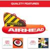 Airhead Mable Inflatable Towable Tube, 1-4 Rider Models, Dual Tow Points, Full Nylon Cover, EVA Foam Pads, Patented Speed Valve, Boat Tubes and Towables(4 Rider Orange)
