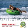 Airhead Rebel Towable Kit 1 Rider Tube with Rope and Pump, Kwik-Connect Tow, Double-Stitched Full Nylon Cover & Speed Safety Valve for Easy Inflating & Deflating(Striped)