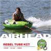 Airhead Rebel Towable Kit 1 Rider Tube with Rope and Pump, Kwik-Connect Tow, Double-Stitched Full Nylon Cover & Speed Safety Valve for Easy Inflating & Deflating(Striped)