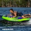 Airhead Slice Towable 2-4 Rider Models, Tube for Boating and Water Sports, Heavy Duty Full Nylon Cover with Zipper, EVA Foam Pads, and Patented Speed Safety Valve for Easy Inflating & Deflating(Lazer)