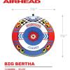 SportsStuff Big Bertha Towable 1-4 Rider Tube for Boating and Water Sports, Kwik-Connect Tow, Double-Stiched Partial Nylon Cover & Patented Speed Safety Valve for Easy Inflating & Deflating(Tubes and Sleds)