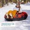 Yukon Charlie’s Inflatable Snow Tube 46” – Heavy-Duty Snow Sled with Polyester Cover, Slick PVC Bottom, and Foam Handles – Perfect for Kids Ages 7+(Red Plaid)