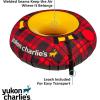 Yukon Charlie’s Inflatable Snow Tube 46” – Heavy-Duty Snow Sled with Polyester Cover, Slick PVC Bottom, and Foam Handles – Perfect for Kids Ages 7+(Red Plaid)
