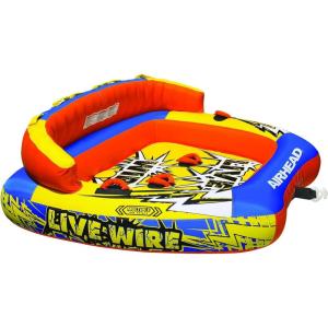 AIRHEAD LIVE WIRE 1-3 Rider, Towable Tube for Boating with Dual Tow Points, Orange
