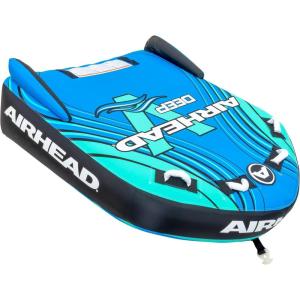 Airhead G-Force Inflatable Towable Tube | 2-4 Rider Models | Dual Tow Points | Full Nylon Cover | Kwik-Connect | Patented Speed Valve | Boat Tubes and Towables(Deep V 2 Rider)