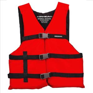 Airhead General All Purpose Life Jacket, US Coast Guard Approved Type III Life Vest, Perfect for Boating and Personal Watercraft Use(Red)
