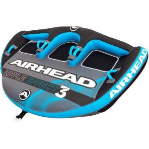 Airhead Ripple Effect 2-3 Rider Towable Tube for Boating and Water Sports – Kwik-Connect Tow System, Full Nylon Cover, Bolster Fins, Patented Speed Valve(3-Rider)