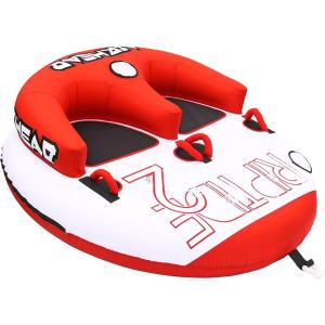 Airhead Riptide 2 Towable 1-2 Rider Tube for Boating and Water Sports, Kwik-Connect Tow and Two Patented Speed Safety Valves for Easy Inflation and Deflation