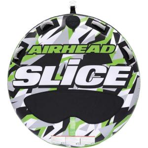 Airhead Slice Towable 2-4 Rider Models, Tube for Boating and Water Sports, Heavy Duty Full Nylon Cover with Zipper, EVA Foam Pads, and Patented Speed Safety Valve for Easy Inflating & Deflating(Green – 2 Rider)