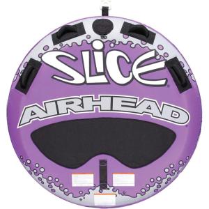 Airhead Slice Towable 2-4 Rider Models, Tube for Boating and Water Sports, Heavy Duty Full Nylon Cover with Zipper, EVA Foam Pads, and Patented Speed Safety Valve for Easy Inflating & Deflating(Purple – 2 Rider)