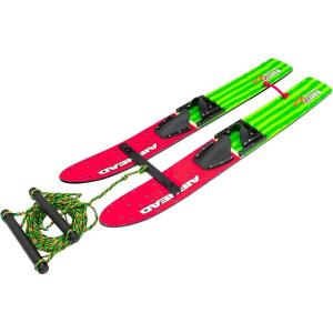 Airhead Watermelon 47″ Combo Water Skis with Removable Training bar with Double Handle Rope and Adjustable bindings US Child Size 5-12