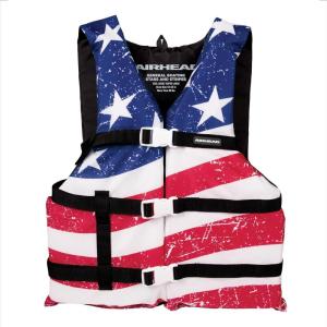 Sportstuff Type III Life Jacket US Coast Guard Approved Open Sides with 3 Body Belts & Buckles Quick Dry Fabric, Secure Fit, Comfortable Stars & Stripes(Jacket)