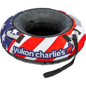 Yukon Charlie’s Inflatable Snow Tube 46” – Heavy-Duty Snow Sled with Polyester Cover, Slick PVC Bottom, and Foam Handles – Perfect for Kids Ages 7+(Stars & Stripes)
