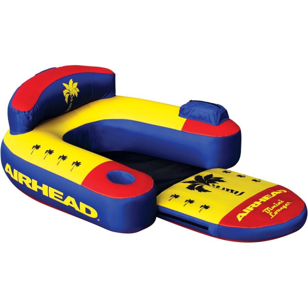image:imageAIRHEAD Bimini Lounger II 1 Person Pool Float with Drink Holder Zip Storage Pocketchair