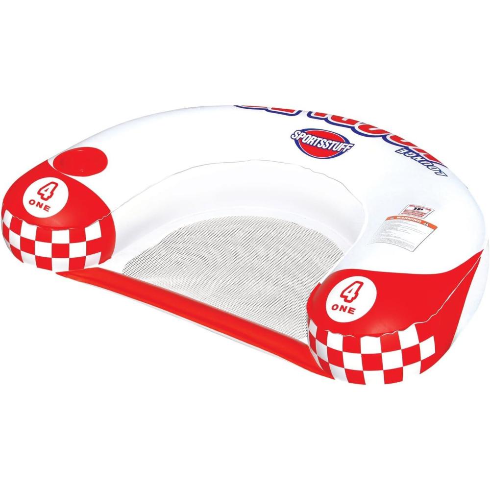image:imageSportsstuff Noodler 1 Inflatable Floating Lounge Chair with Cup Holder Red and White1 Person