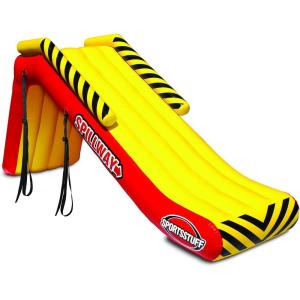 SportsStuff Spillway Dock Slide – Inflatable Pontoon Slide, Yellow & Red, Large(Outdoor product)