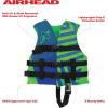 Airhead Children’s Trend Life Vest – USCG Approved Life Jacket – 22-25 in Chest Size – 33-55 lbs. – Ideal for Boating, Watersports, Swimming, Wakeboard & More(Blue and Green)