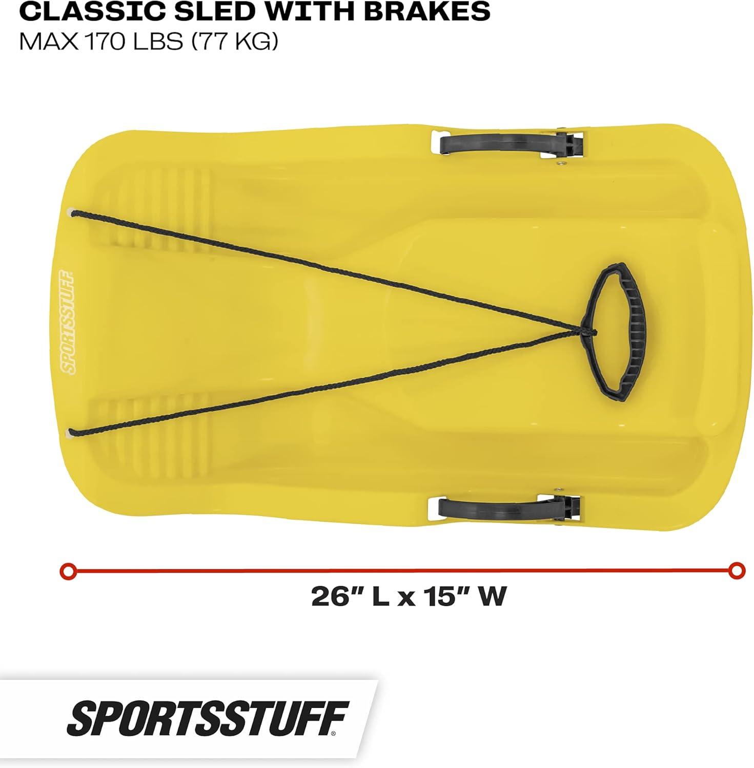 image:imageSportStuff Classic Sleds and Snow Discs Kids Snow Sleds Downhill Toboggans Multiple ColorsStylesClassic Sled w Brakes